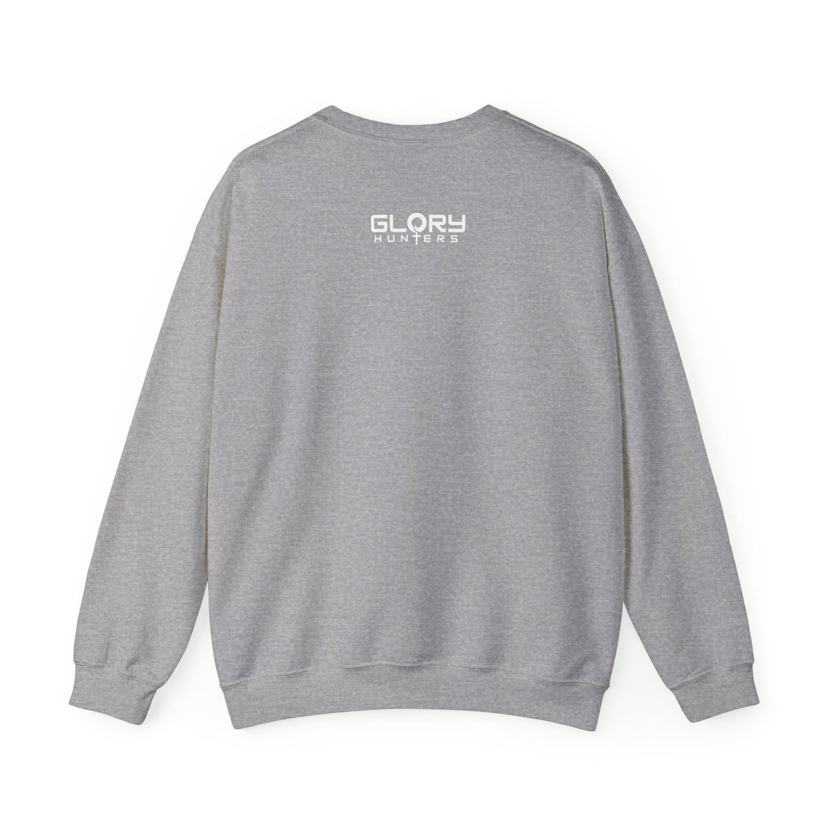 Graphic Suit Tie Crewneck Sweatshirt — 'GLORY HUNTERS' Back Text