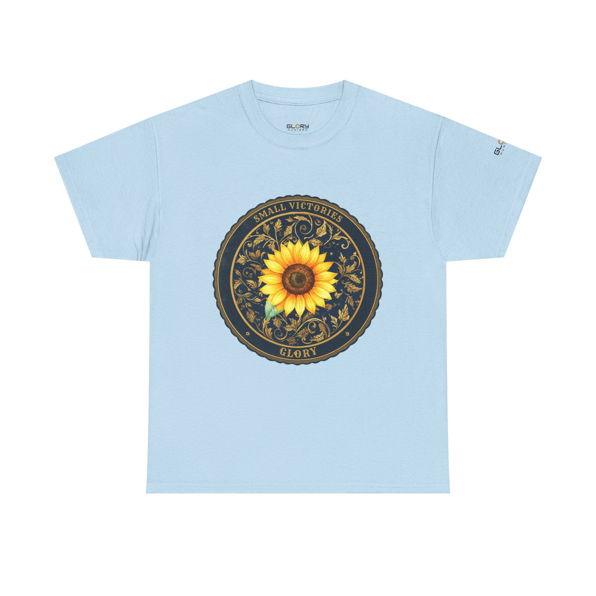 Sunflower Crest Tee — "Small Victories" Graphic T-Shirt