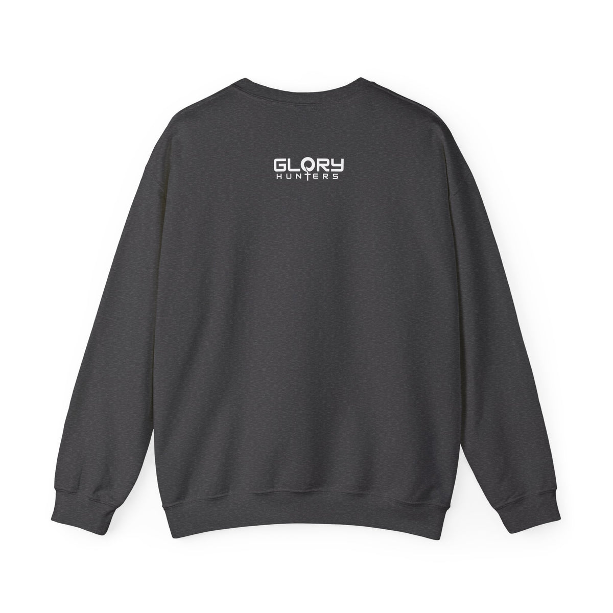 Graphic Suit Tie Crewneck Sweatshirt — 'GLORY HUNTERS' Back Text