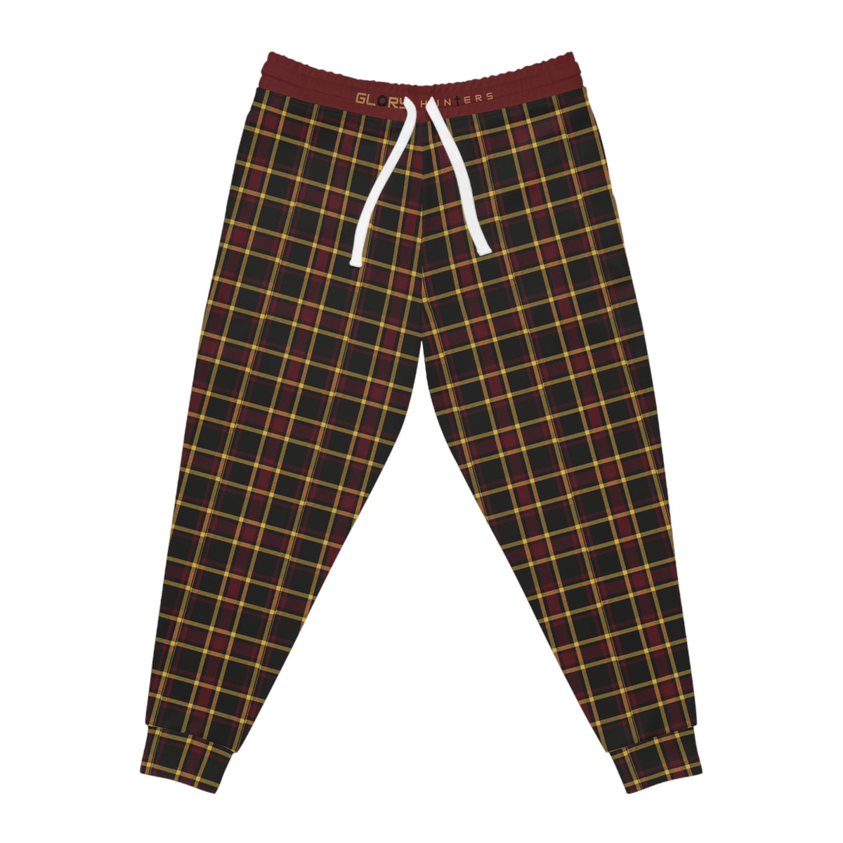Plaid Joggers — Burgundy & Yellow Classic Tartan Athletic Pants