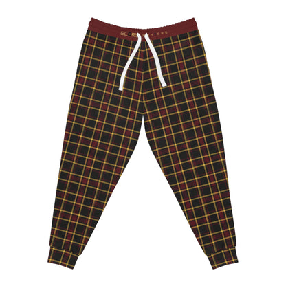 Plaid Joggers — Burgundy & Yellow Classic Tartan Athletic Pants