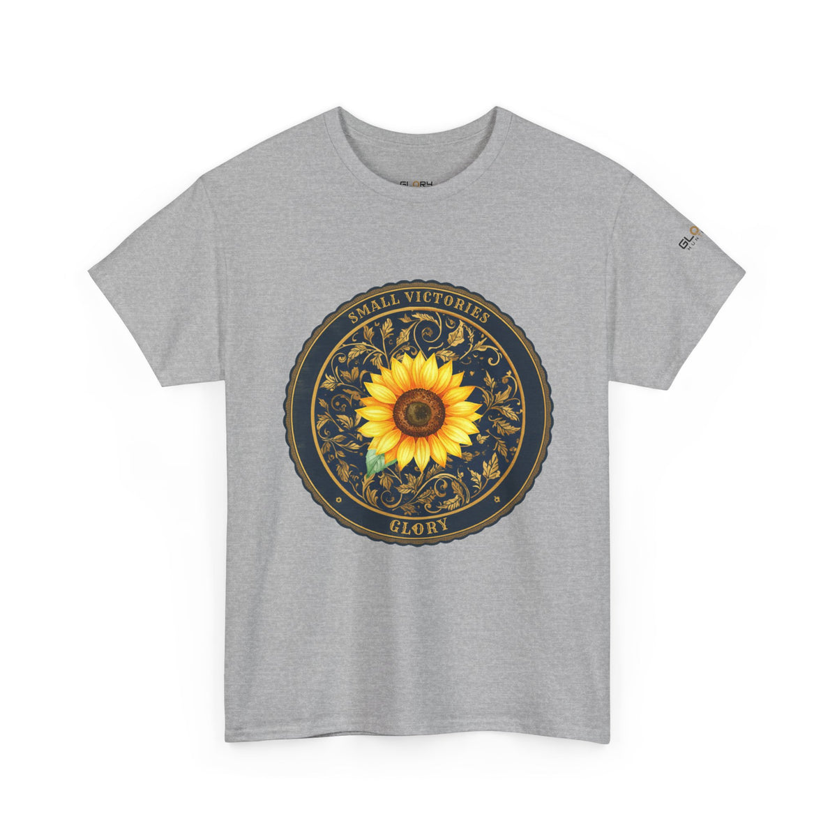 Sunflower Crest Tee — "Small Victories" Graphic T-Shirt