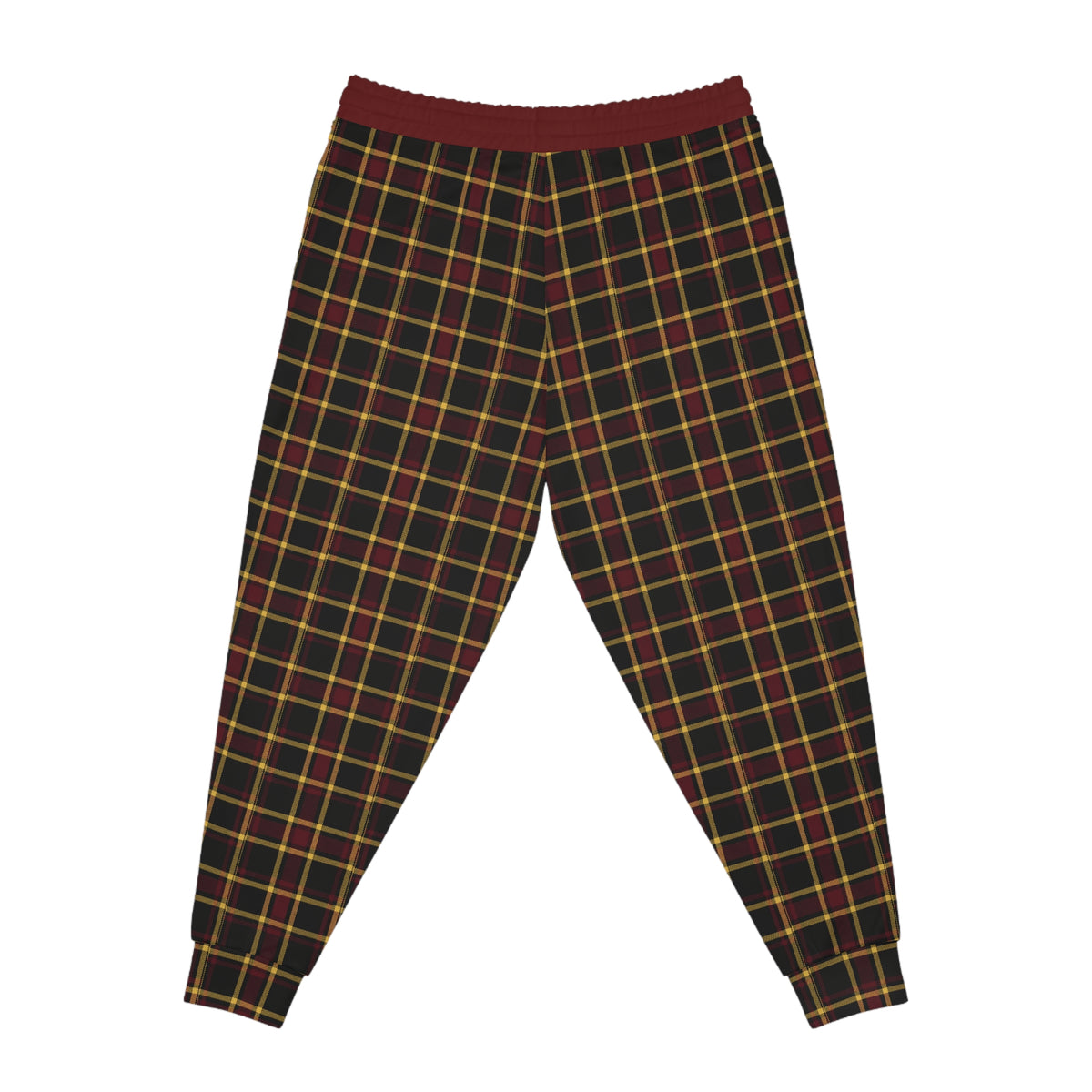 Plaid Joggers — Burgundy & Yellow Classic Tartan Athletic Pants
