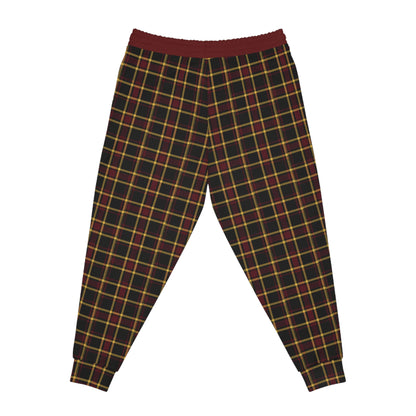 Plaid Joggers — Burgundy & Yellow Classic Tartan Athletic Pants