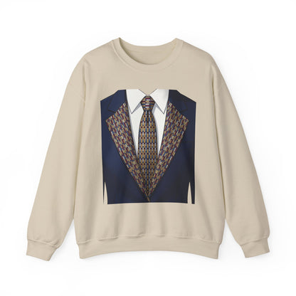 Graphic Suit Tie Crewneck Sweatshirt — 'GLORY HUNTERS' Back Text