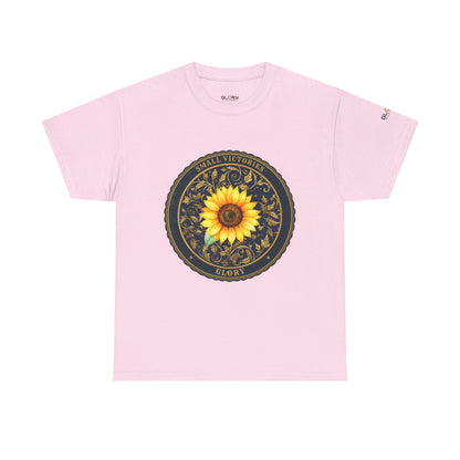 Sunflower Crest Tee — "Small Victories" Graphic T-Shirt