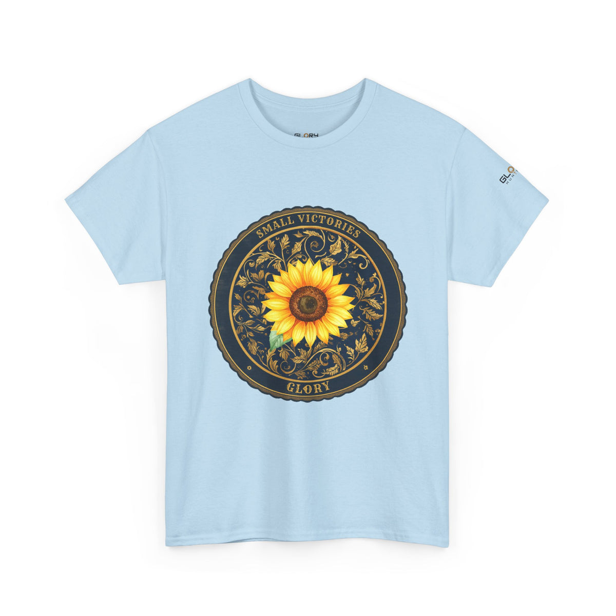 Sunflower Crest Tee — "Small Victories" Graphic T-Shirt