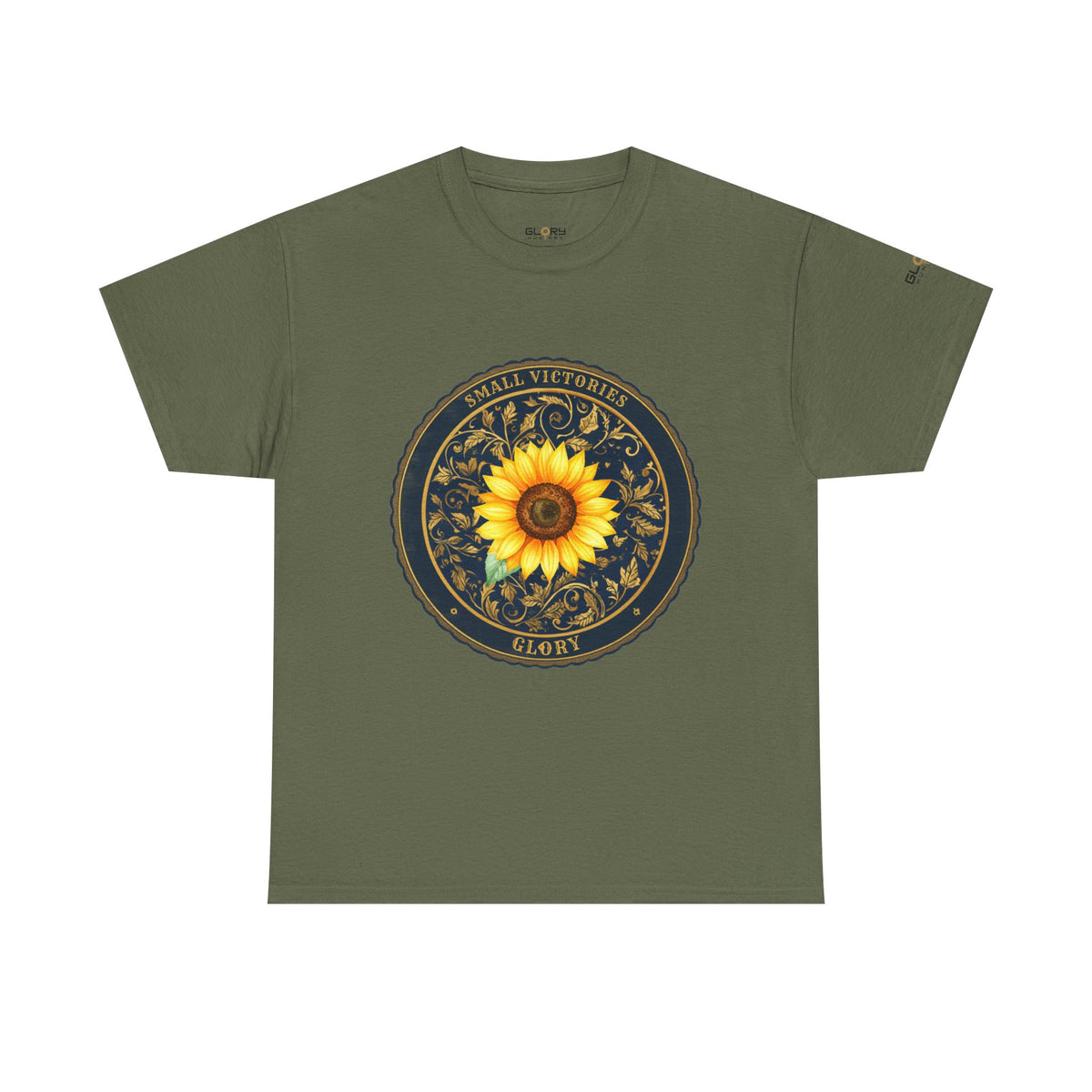 Sunflower Crest Tee — "Small Victories" Graphic T-Shirt