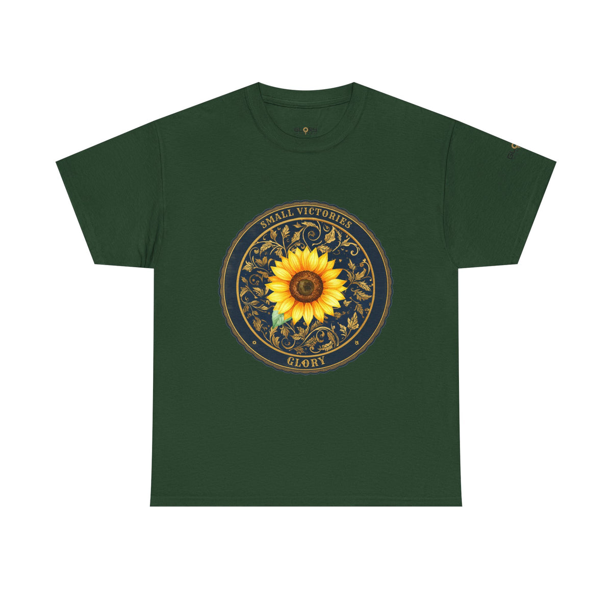 Sunflower Crest Tee — "Small Victories" Graphic T-Shirt