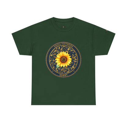 Sunflower Crest Tee — "Small Victories" Graphic T-Shirt