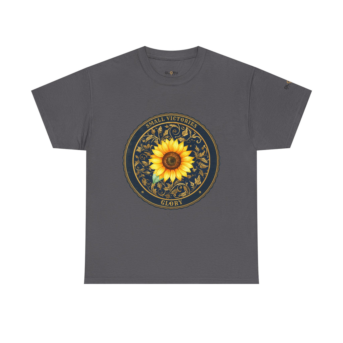 Sunflower Crest Tee — "Small Victories" Graphic T-Shirt