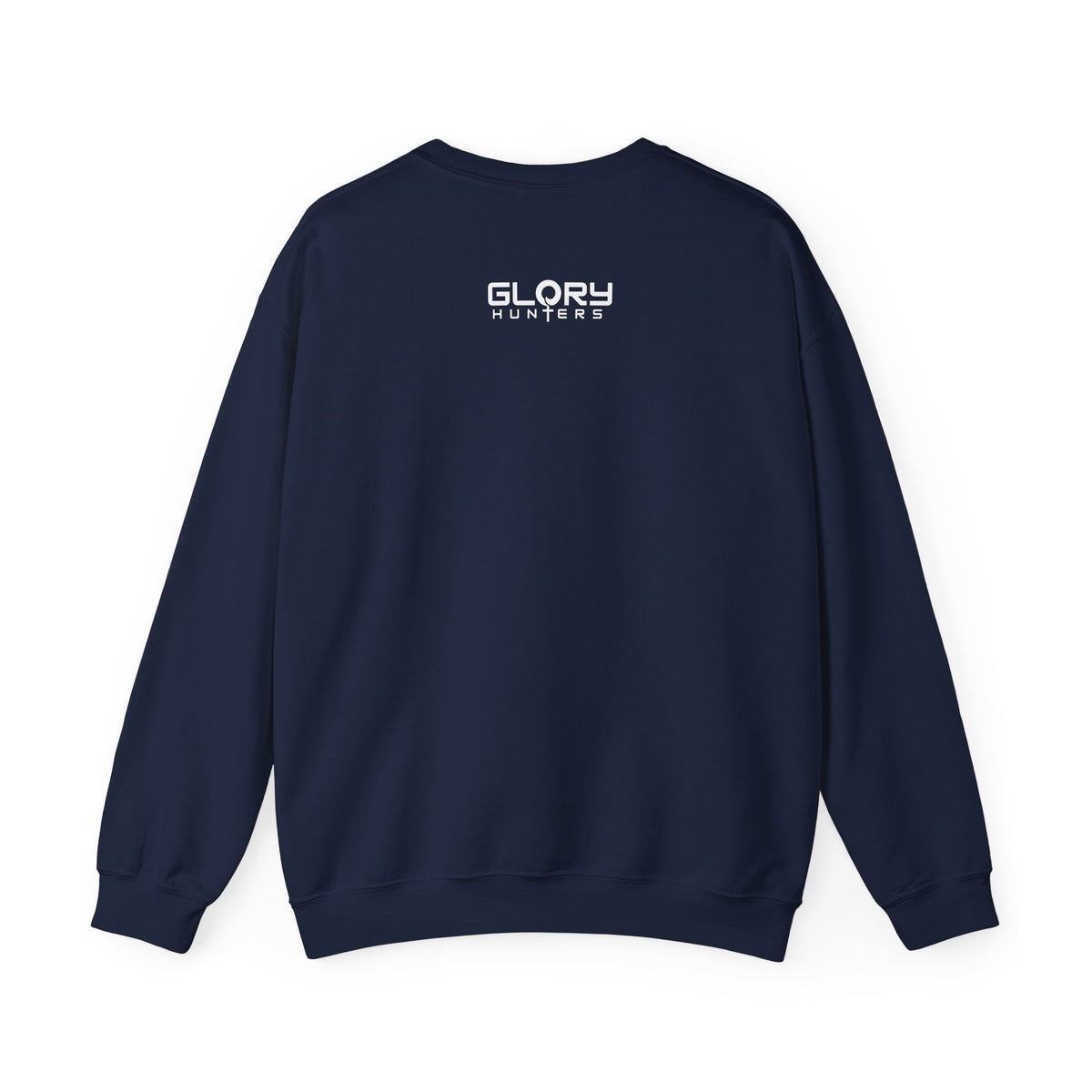 Graphic Suit Tie Crewneck Sweatshirt — 'GLORY HUNTERS' Back Text