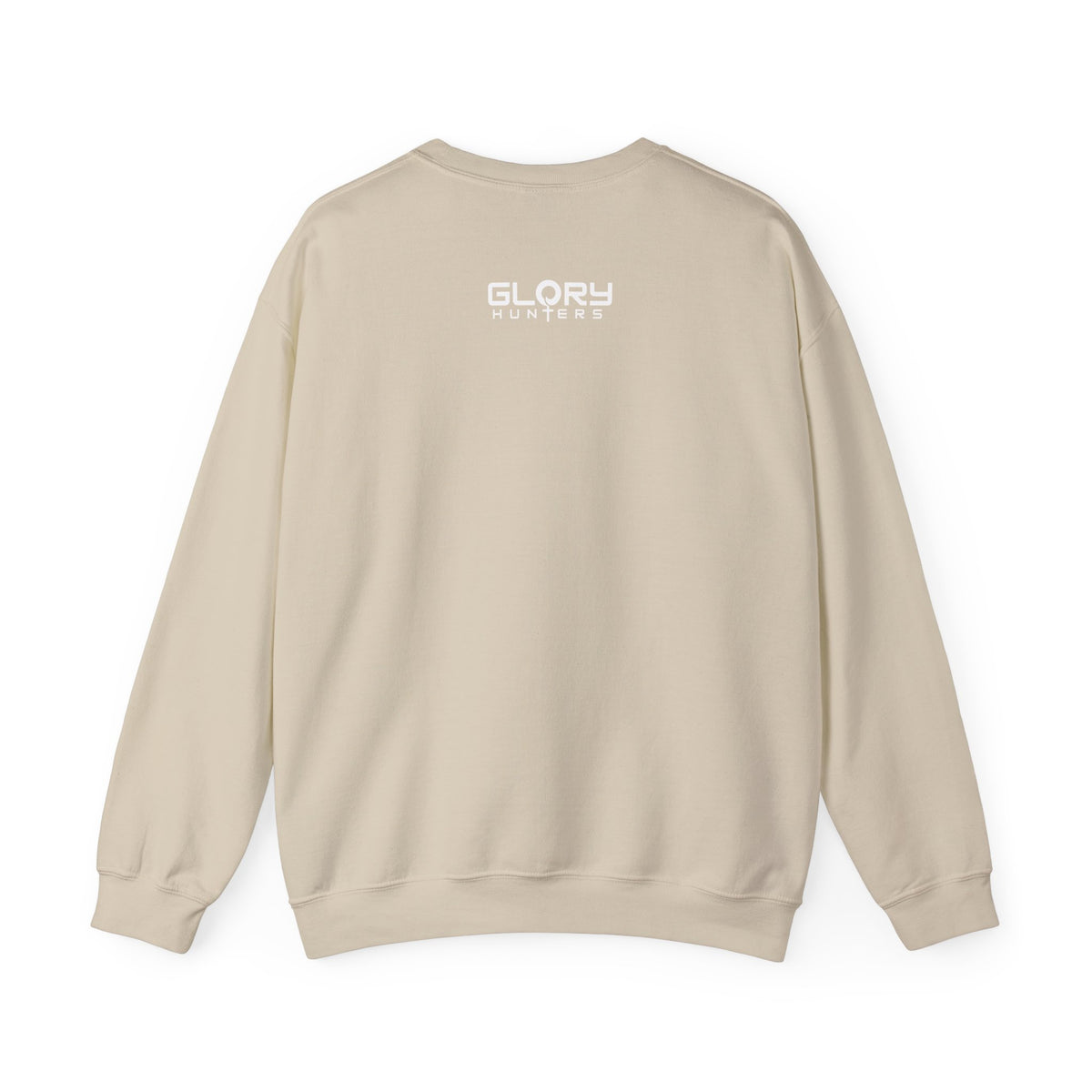 Graphic Suit Tie Crewneck Sweatshirt — 'GLORY HUNTERS' Back Text