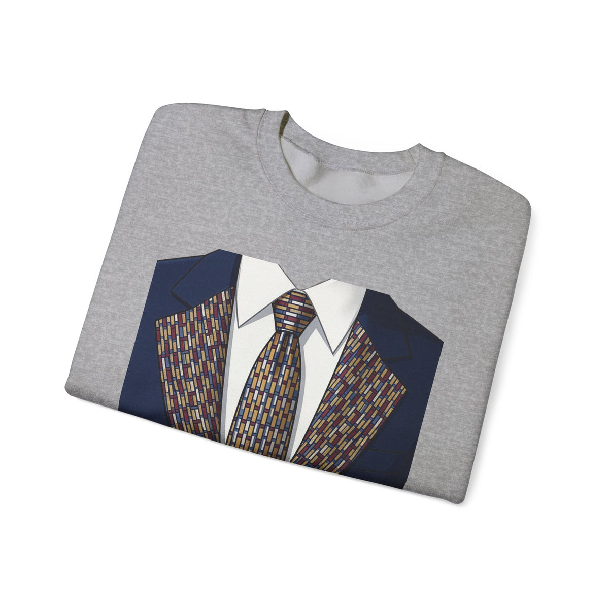 Graphic Suit Tie Crewneck Sweatshirt — 'GLORY HUNTERS' Back Text