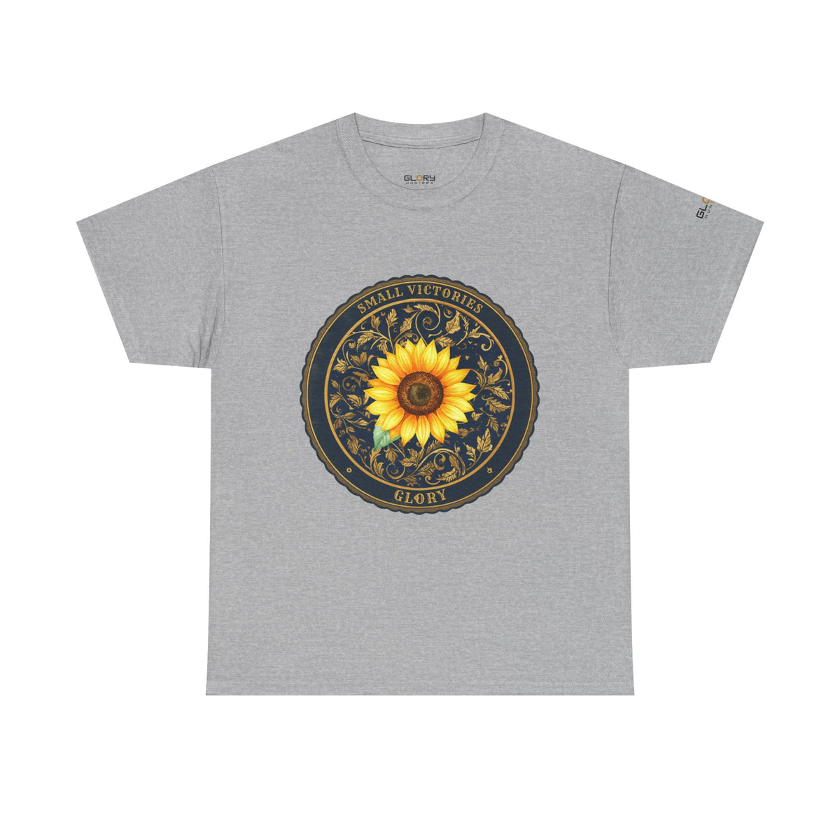Sunflower Crest Tee — "Small Victories" Graphic T-Shirt