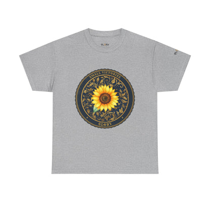 Sunflower Crest Tee — "Small Victories" Graphic T-Shirt