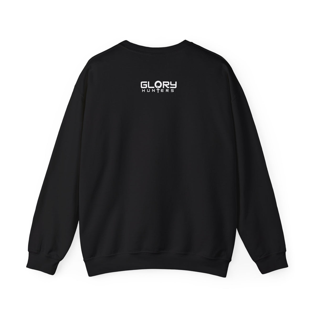 Graphic Suit Tie Crewneck Sweatshirt — 'GLORY HUNTERS' Back Text