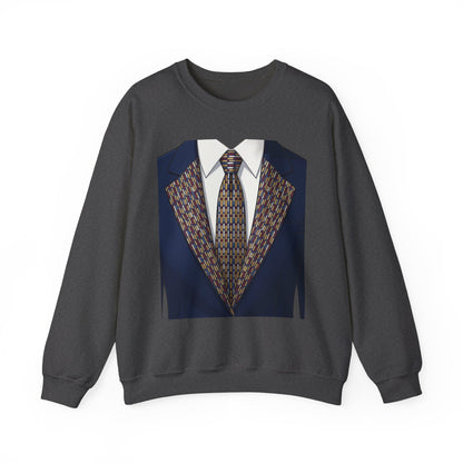 Graphic Suit Tie Crewneck Sweatshirt — 'GLORY HUNTERS' Back Text