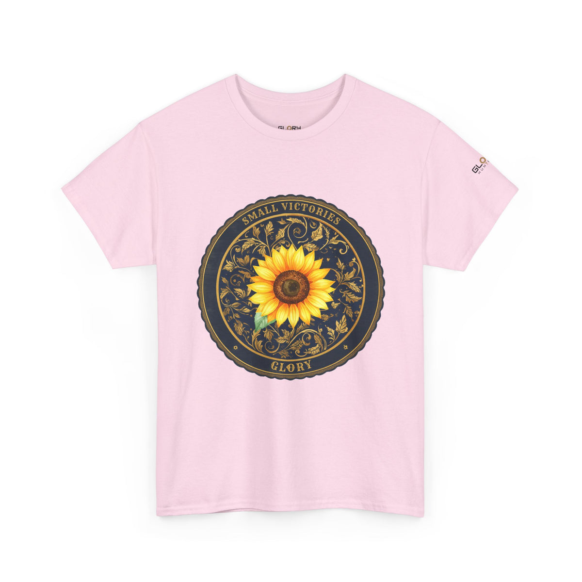 Sunflower Crest Tee — "Small Victories" Graphic T-Shirt