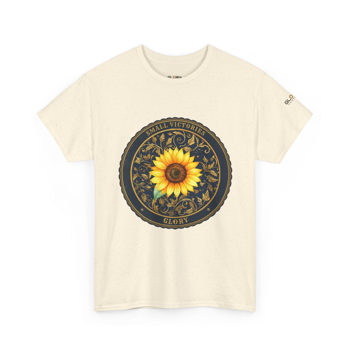 Sunflower Crest Tee — "Small Victories" Graphic T-Shirt