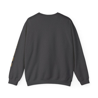 Crewneck Sweatshirt — Burgundy Houndstooth Shield Graphic