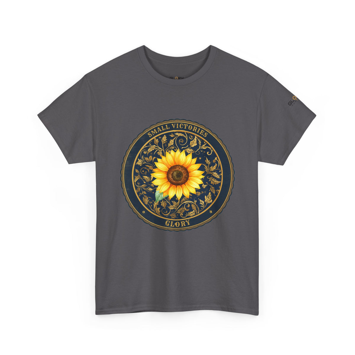 Sunflower Crest Tee — "Small Victories" Graphic T-Shirt