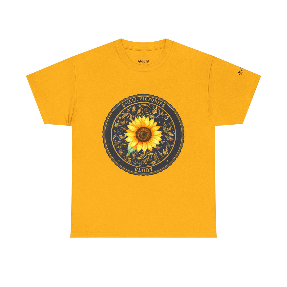 Sunflower Crest Tee — "Small Victories" Graphic T-Shirt