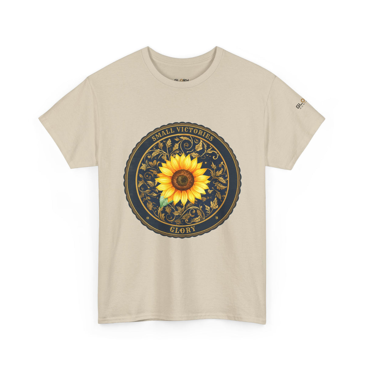 Sunflower Crest Tee — "Small Victories" Graphic T-Shirt