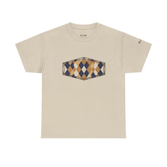 Argyle Crest Tee — Navy & Gold