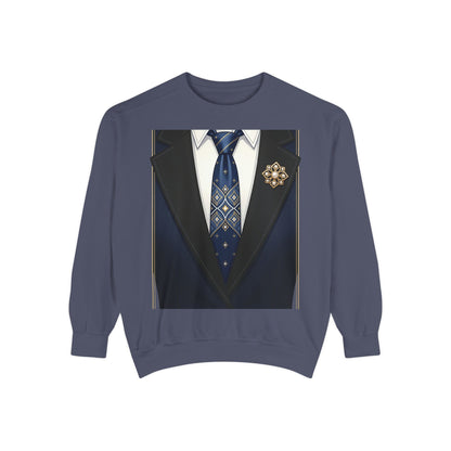Suit Jacket Graphic Sweatshirt — "Glory Hunter" Novelty Crewneck