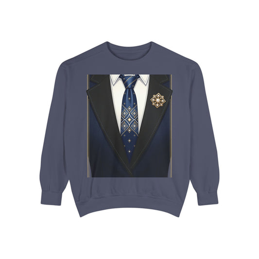 Suit Jacket Graphic Sweatshirt — "Glory Hunter" Novelty Crewneck
