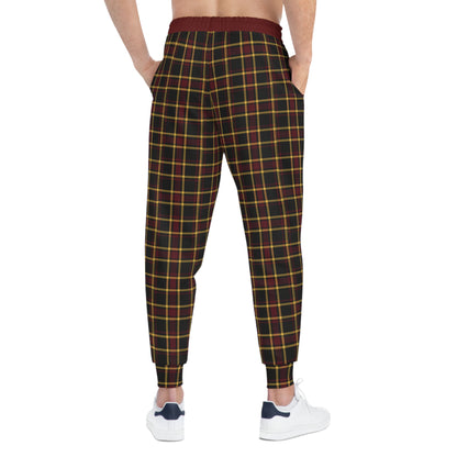 Plaid Joggers — Burgundy & Yellow Classic Tartan Athletic Pants