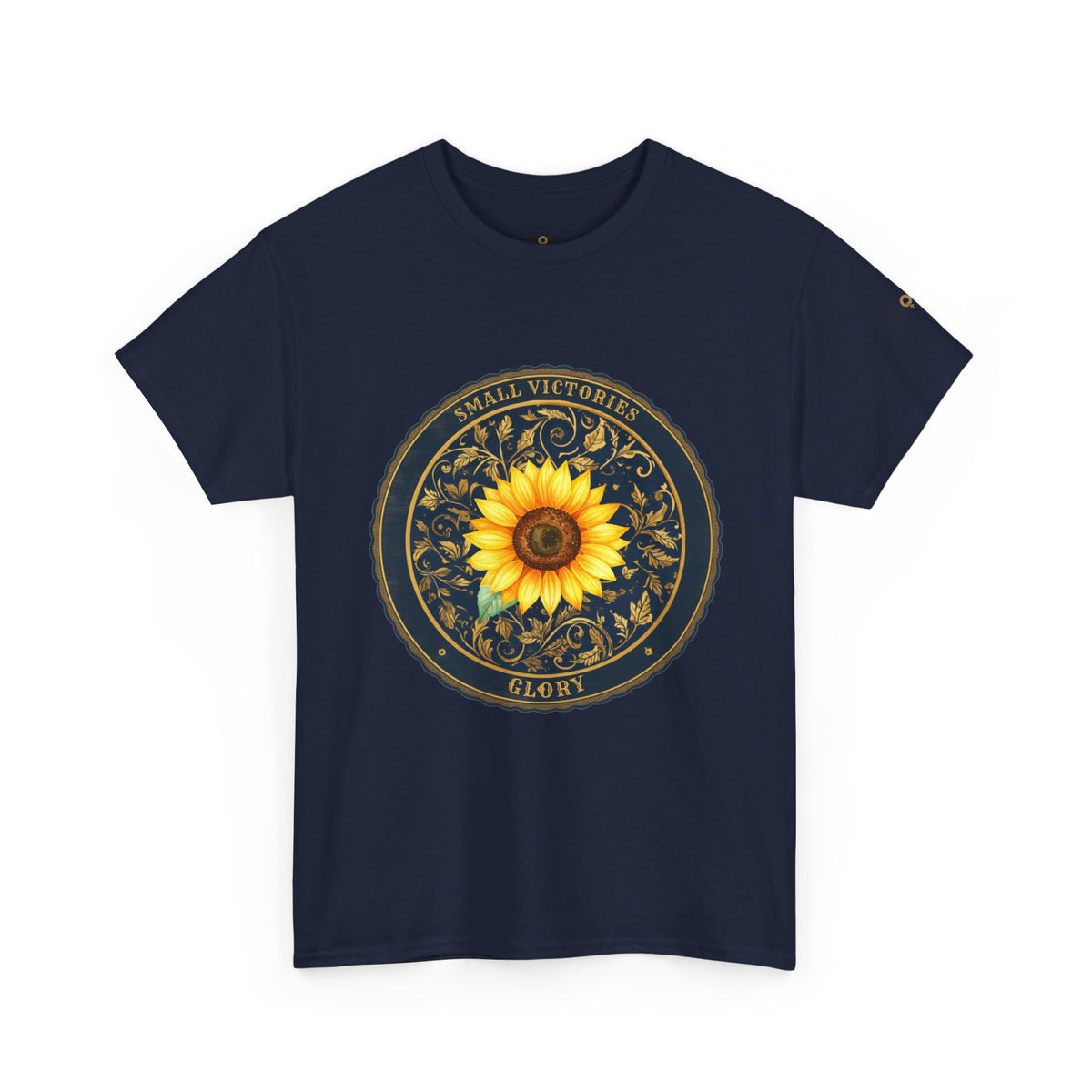 Sunflower Crest Tee — "Small Victories" Graphic T-Shirt