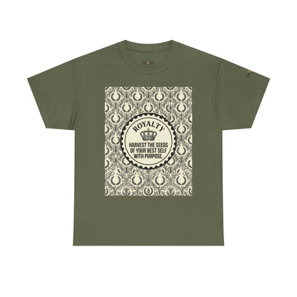 Royalty Harvest Tee — "Harvest the Seeds of Your Best Self with Purpose" Cotton Shirt