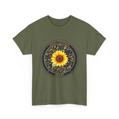 Sunflower Crest Tee — "Small Victories" Graphic T-Shirt