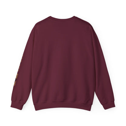 Crewneck Sweatshirt — Burgundy Houndstooth Shield Graphic