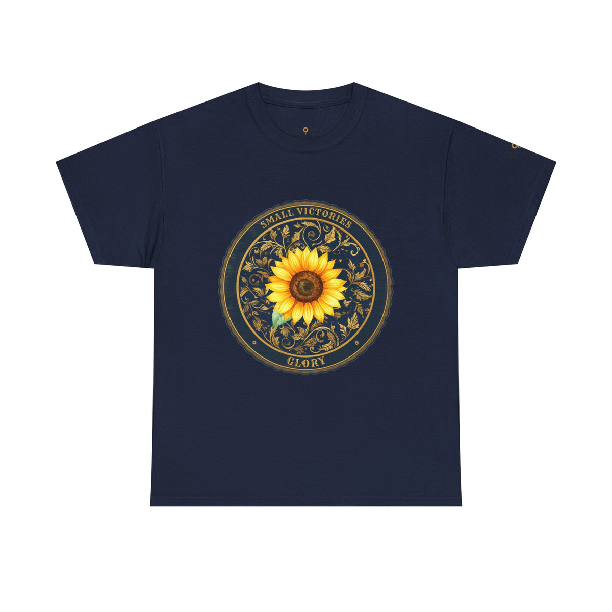 Sunflower Crest Tee — "Small Victories" Graphic T-Shirt