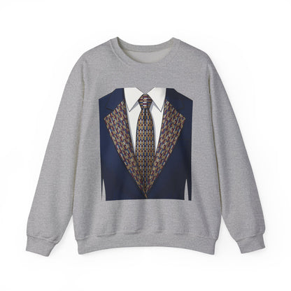Graphic Suit Tie Crewneck Sweatshirt — 'GLORY HUNTERS' Back Text