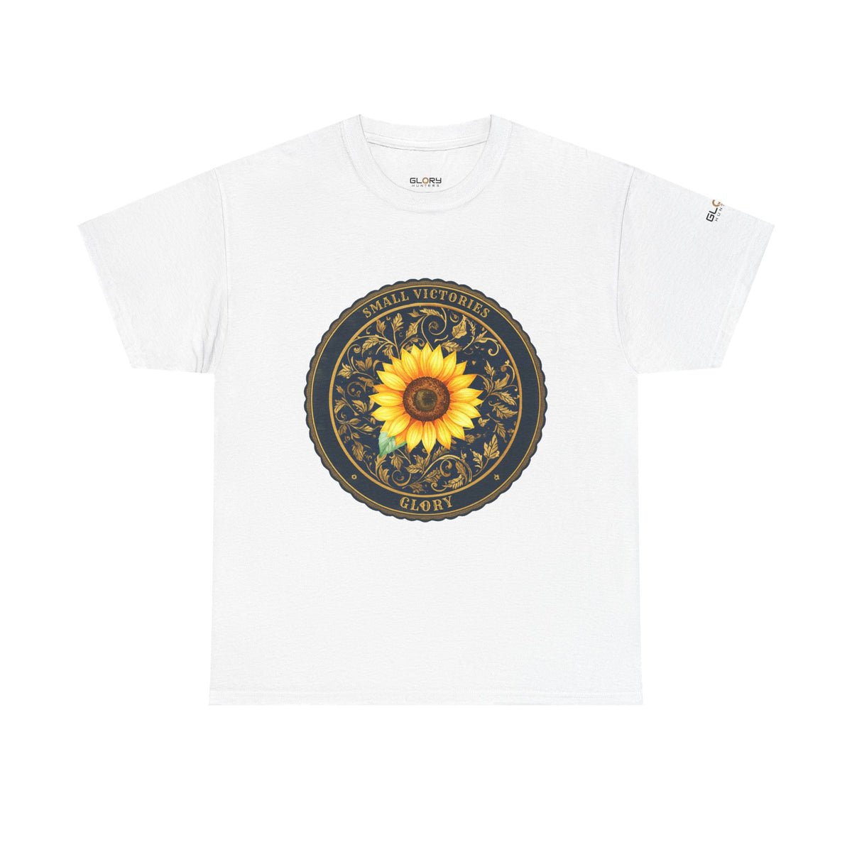 Sunflower Crest Tee — "Small Victories" Graphic T-Shirt