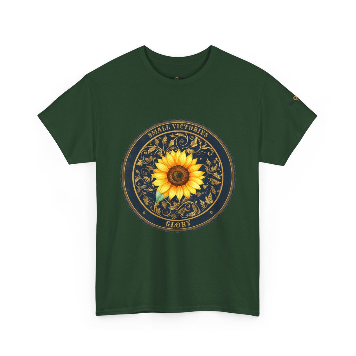 Sunflower Crest Tee — "Small Victories" Graphic T-Shirt