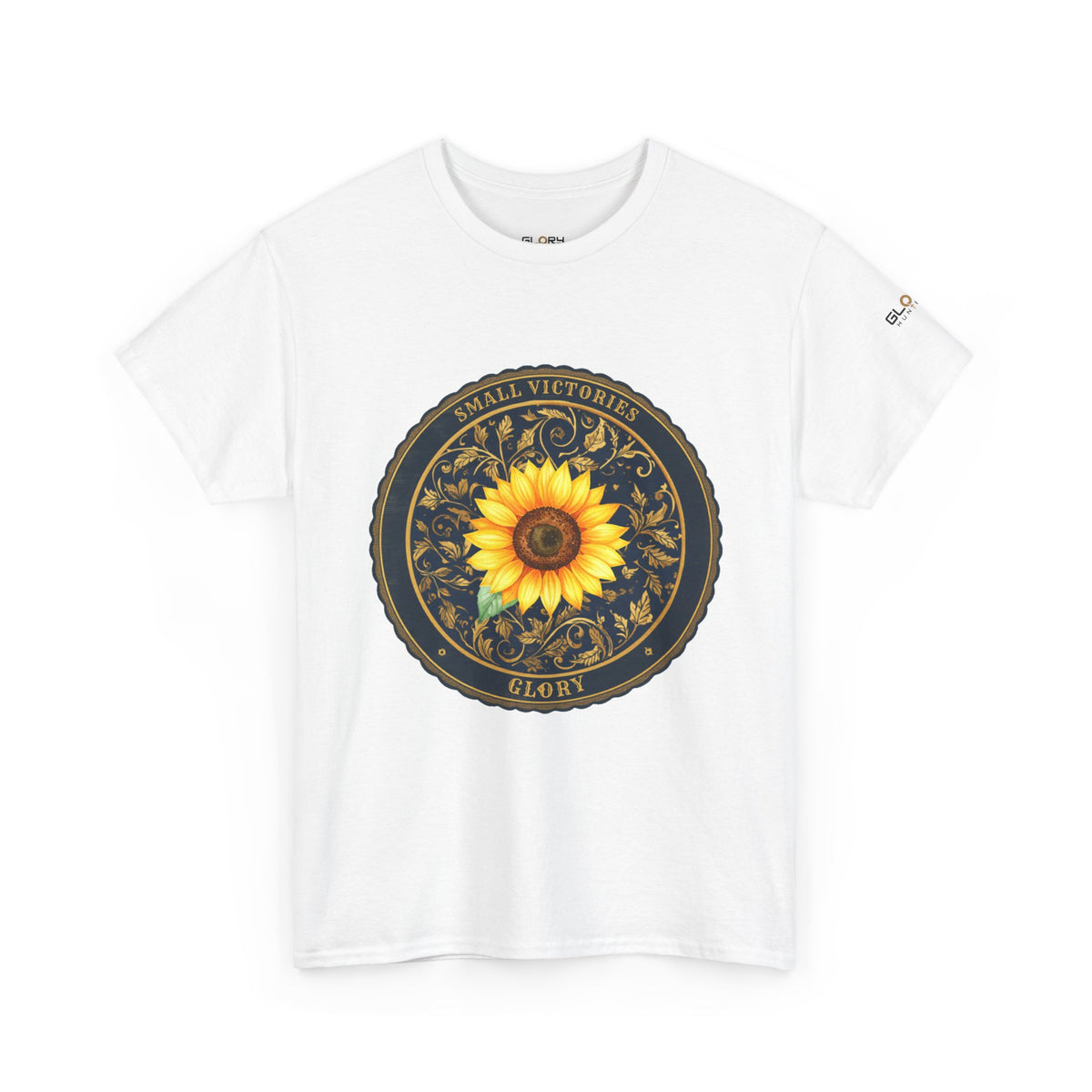 Sunflower Crest Tee — "Small Victories" Graphic T-Shirt
