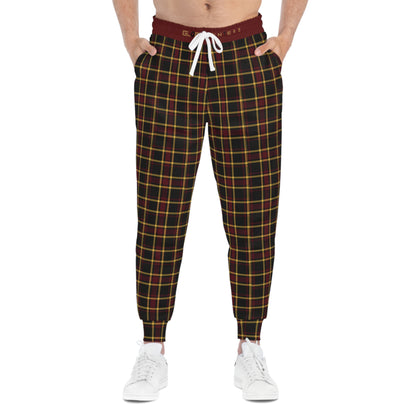 Plaid Joggers — Burgundy & Yellow Classic Tartan Athletic Pants