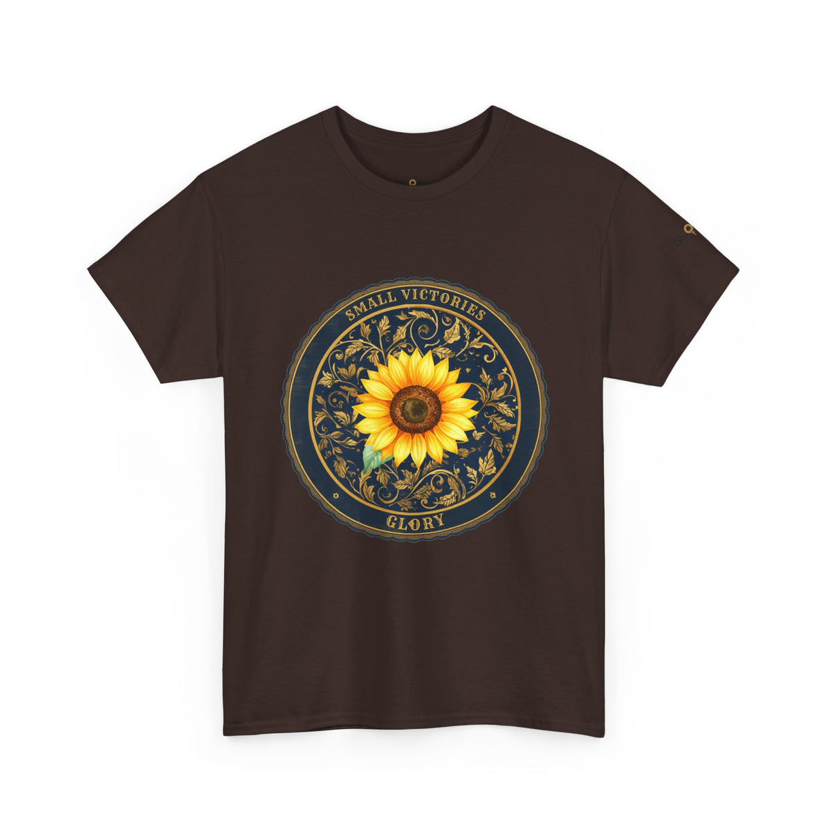 Sunflower Crest Tee — "Small Victories" Graphic T-Shirt